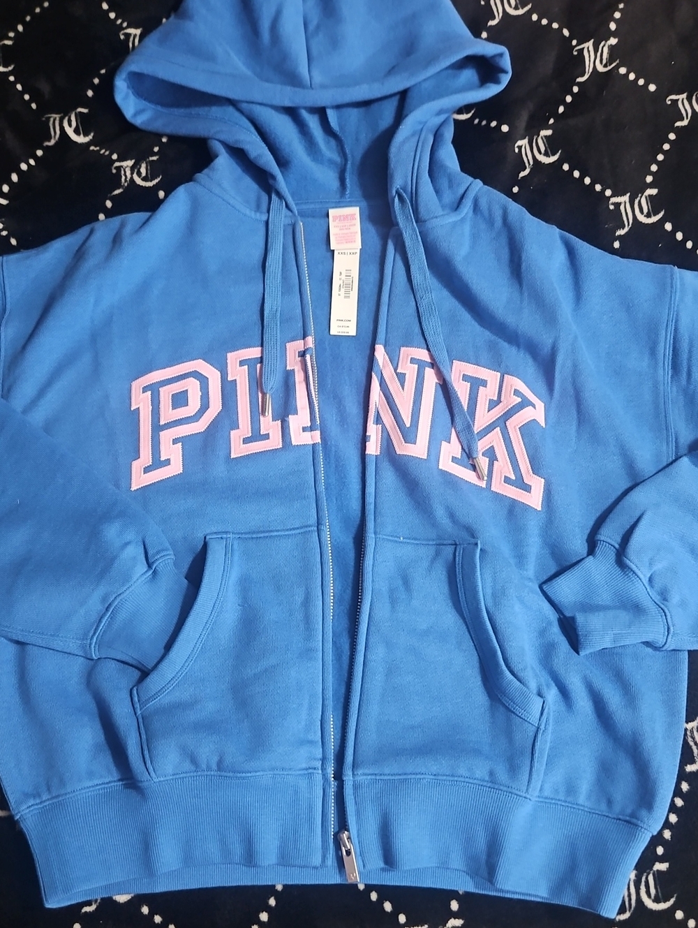 PINK CAMPUS FLEECE FULL ZIP NEW XXS MSRP $59.95 Blue & Pink Summer 2026 Oversize